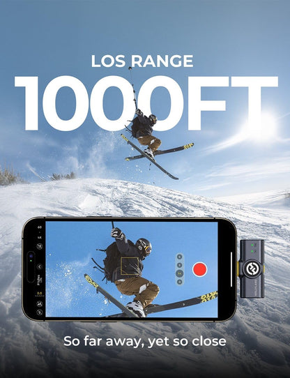 Hollyland Lark M2 Wireless Microphone for iPhone15/16 & Androids, Mini Microphone, 1000ft Range, Hi-Fi Audio, Noise Cancelling, 30h Use, Video Recording