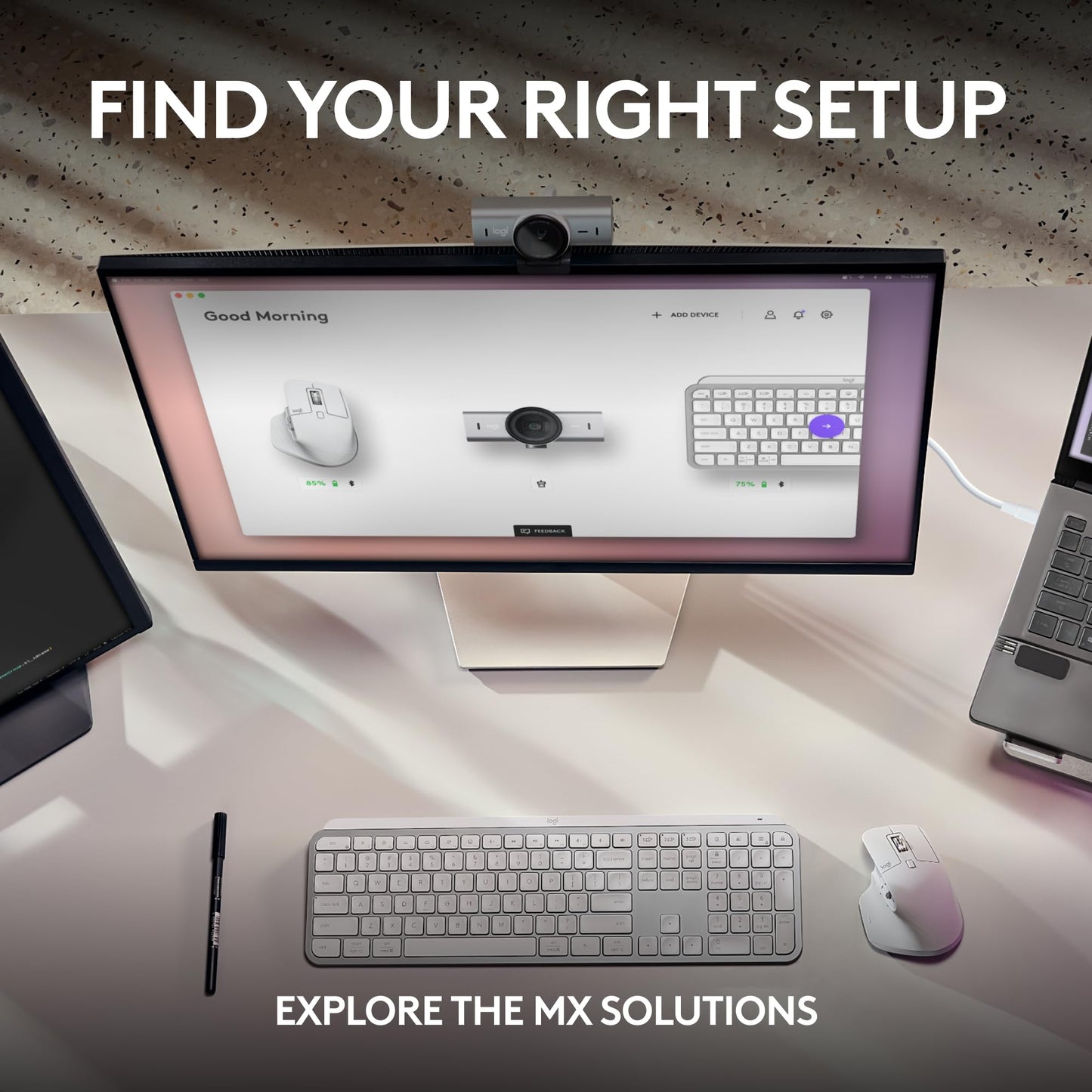 Logitech MX Brio Ultra HD 4K Collaboration and Streaming Webcam with Free Adobe Subscription, 1080p at 60 FPS, Dual Noise Reducing Mics, Show Mode, USB-C, Webcam Cover