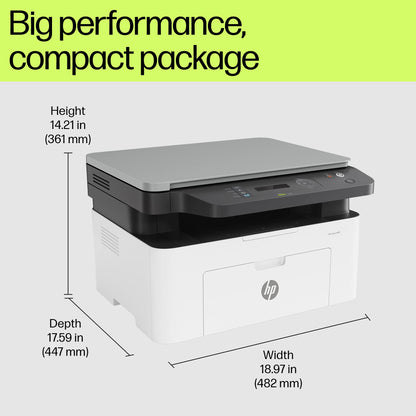 HP Laser MFP 1188w, Wireless, Print, Copy, Scan, Ethernet, Hi-Speed USB 2.0, Up to 21 ppm, 150-sheet Input Tray, 100-sheet Output Tray, 10,000-page Duty Cycle, 1-Year Warranty, Black and White