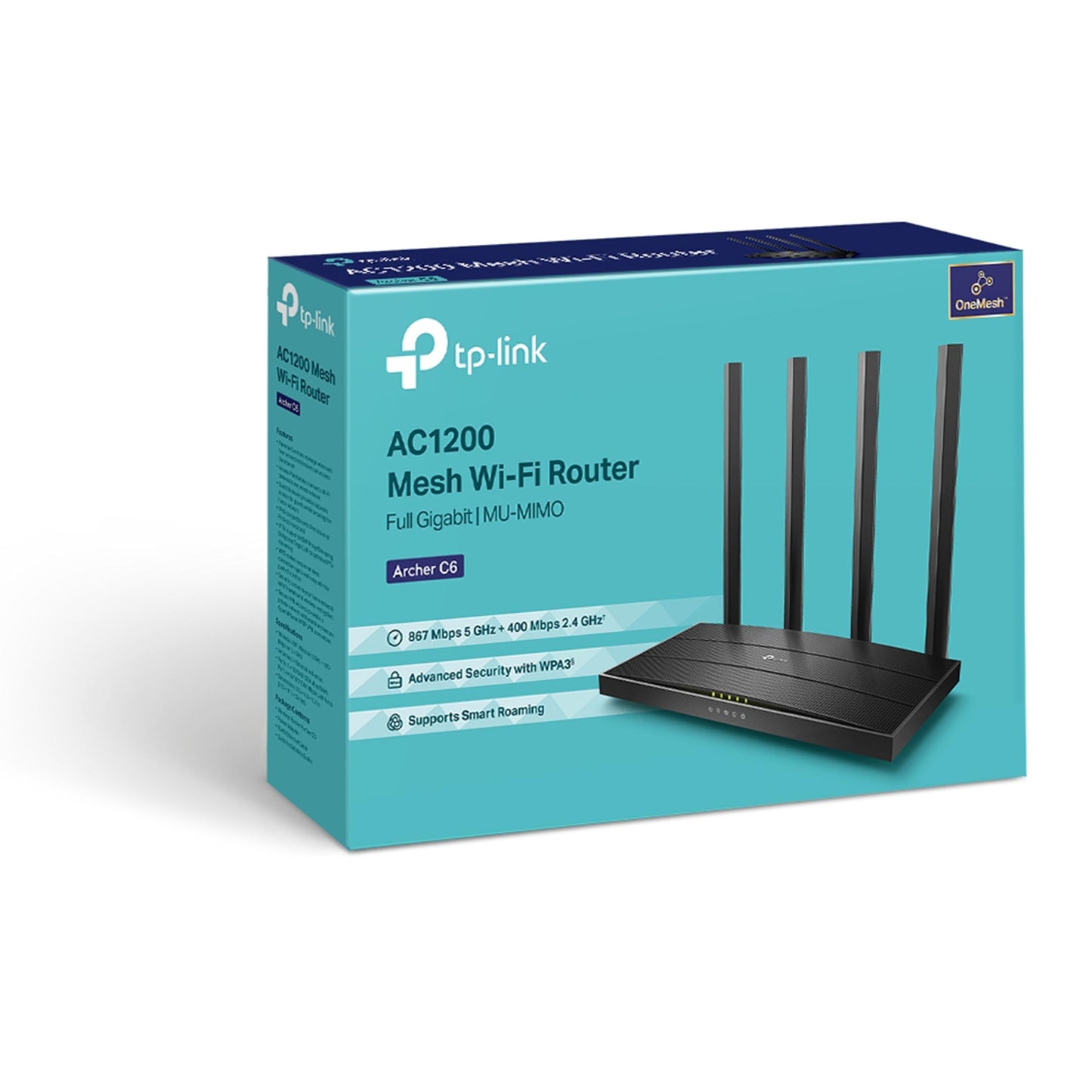 TP-Link Archer AC1200 Archer C6 Wi-Fi Speed Up to 867 Mbps/5 GHz + 400Mbps, 5 Gigabit Ports, 4 External Antennas, MU-MIMO, Dual Band