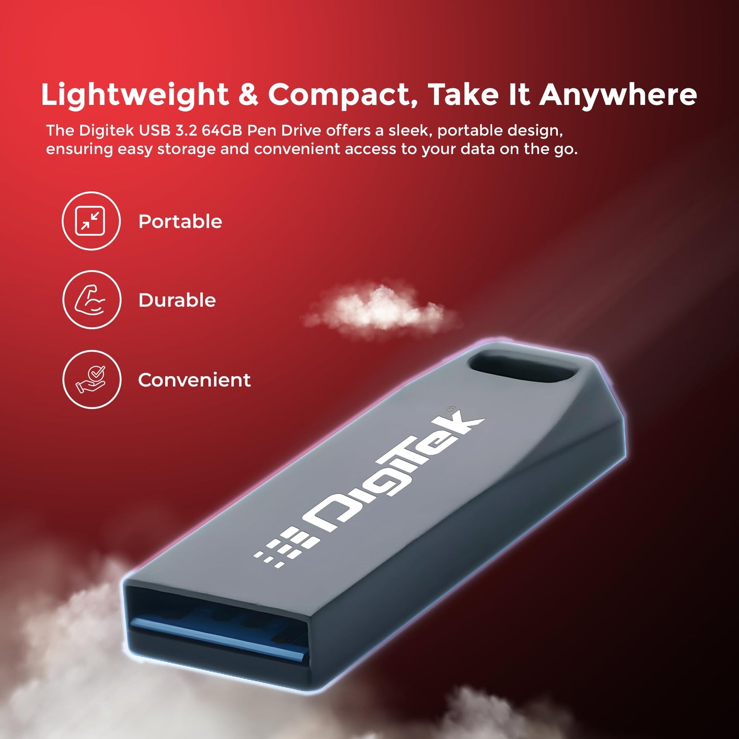 Digitek (Dud 64G V3.2) USB 3.2 Flash Drive, 64GB Storage, High Speed Read & Write, Pen Drive, Magnetic, X-Ray & Temperature Resistant | Compatible with Windows & Mac OS