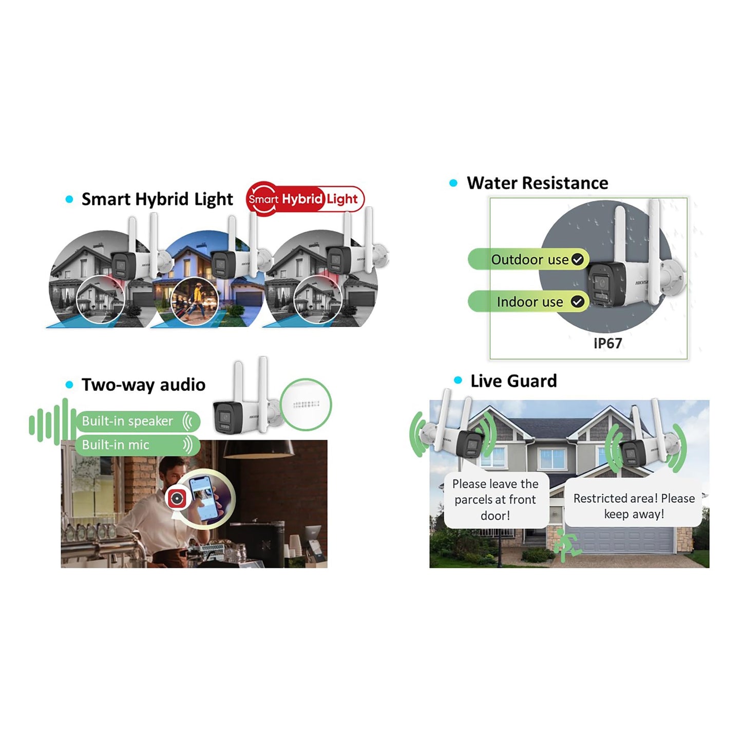 HIKVISION 4MP Smart 4G Hybrid Light Fixed Bullet CCTV Camera | Human & Vehicle Detection | Support 4G LTE(Nano SIM)| 2Way Audio | Storage upto 512 GB(SDcard slot) | Water Resistant |DS-2CD1043G2-LIDUF