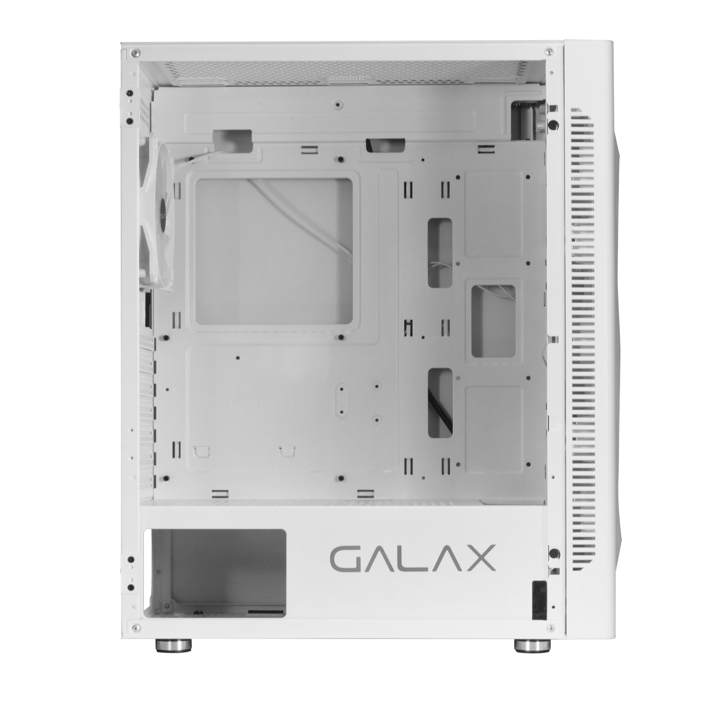 GALAX PC Case Revolution-06 (REV-06W) White Gaming Cabinet | Supports ATX, M-ATX, ITX | 4 RGB Cooling Fans | Hinged Magnetic Tempered Glass Door | Mesh Panel | Minimalist Design | Spacious Interior