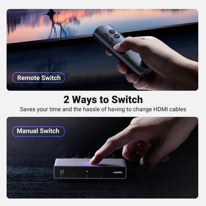 UGREEN 8K@60Hz HDMI Switch 3 in 1 Out 8K 2.1 Switcher Splitter 3 Port with IR Remote HDCP2.3 3D Dolby DST Compatible with PS5 PS4 Xbox Apple TV Fire Stick