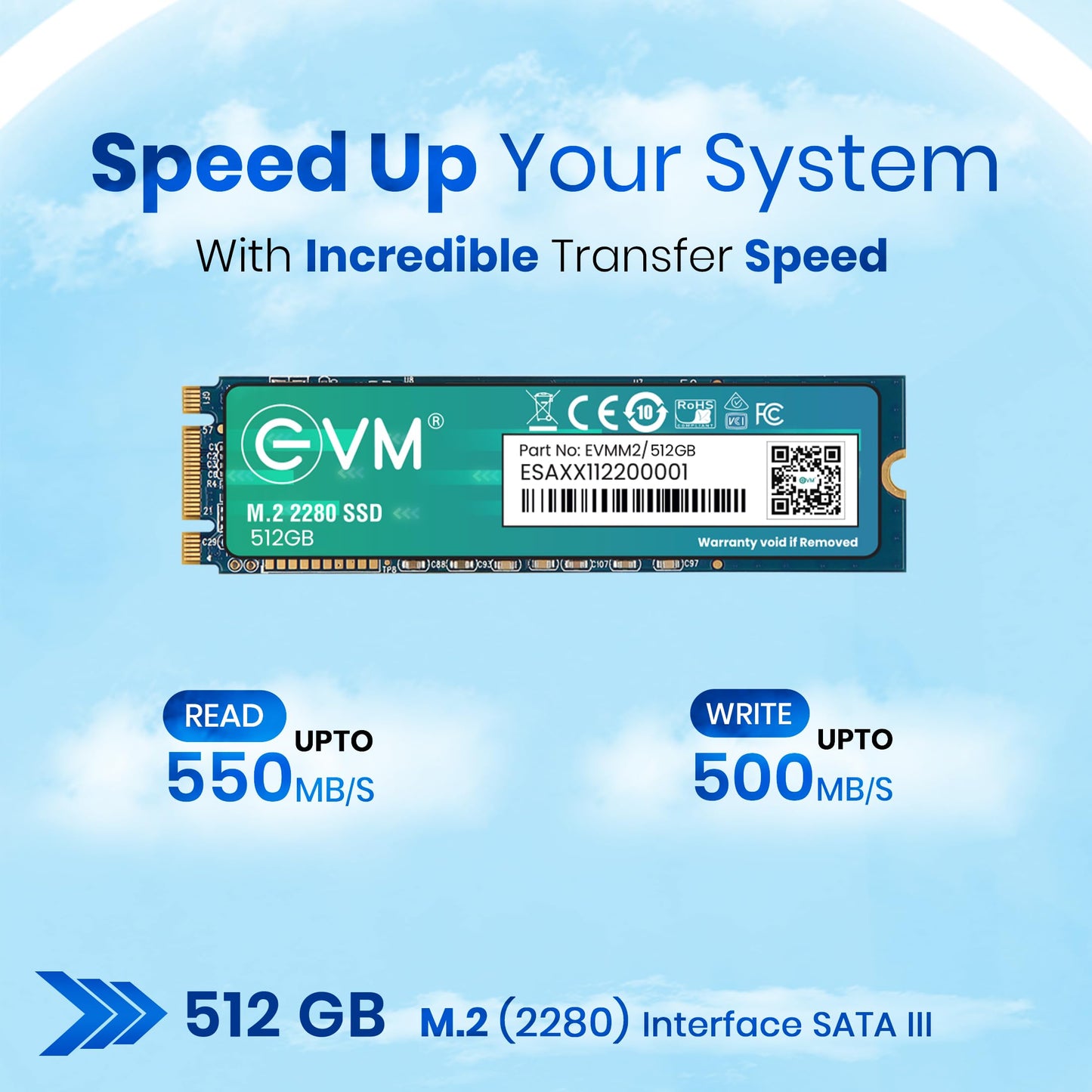 EVM 512GB M.2 (2280) SATA Internal SSD - 540MB/s Read & 450MB/s Write - 5-Year Warranty (EVMM2/512GB)