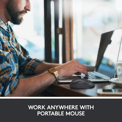 Logitech M221 Wireless Mouse, Silent Buttons, 2.4 GHz with USB Mini Receiver, 1000 DPI Optical Tracking, 18-Month Battery Life, Ambidextrous PC/Mac/Laptop - Black