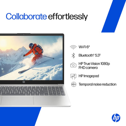 HP 15, 13th Gen Intel Core i5-1334U (16GB DDR4, 512GB SSD) Anti-Glare, Micro-Edge, 15.6''/39.6cm, FHD, Win 11, Office 24, Silver, 1.59kg, fd0467tu, Iris Xe Graphics, FHD Camera, Backlit KB Laptop