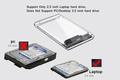 SmartTech 2.5 inch Sata HDD / SSD Hard Drive Enclosure USB 3.1 with Type C OTG Cable Internal Hard Disk Drive Case for External Portable Transparent Casing Computer Laptop (2.5- USB 3.1)