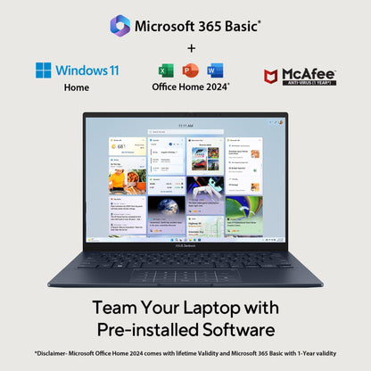 ASUS Zenbook 14,Intel Core Ultra 7 (Series 2),Thin & Light(Intel Arc iGPU/32GB/1TB/3K OLED Touch screen/14/120Hz/Windows 11/M365 Basic (1Year)*/Office Home 2024/Ponder Blue/1.28 kg) UX3405CA-PZ163WS