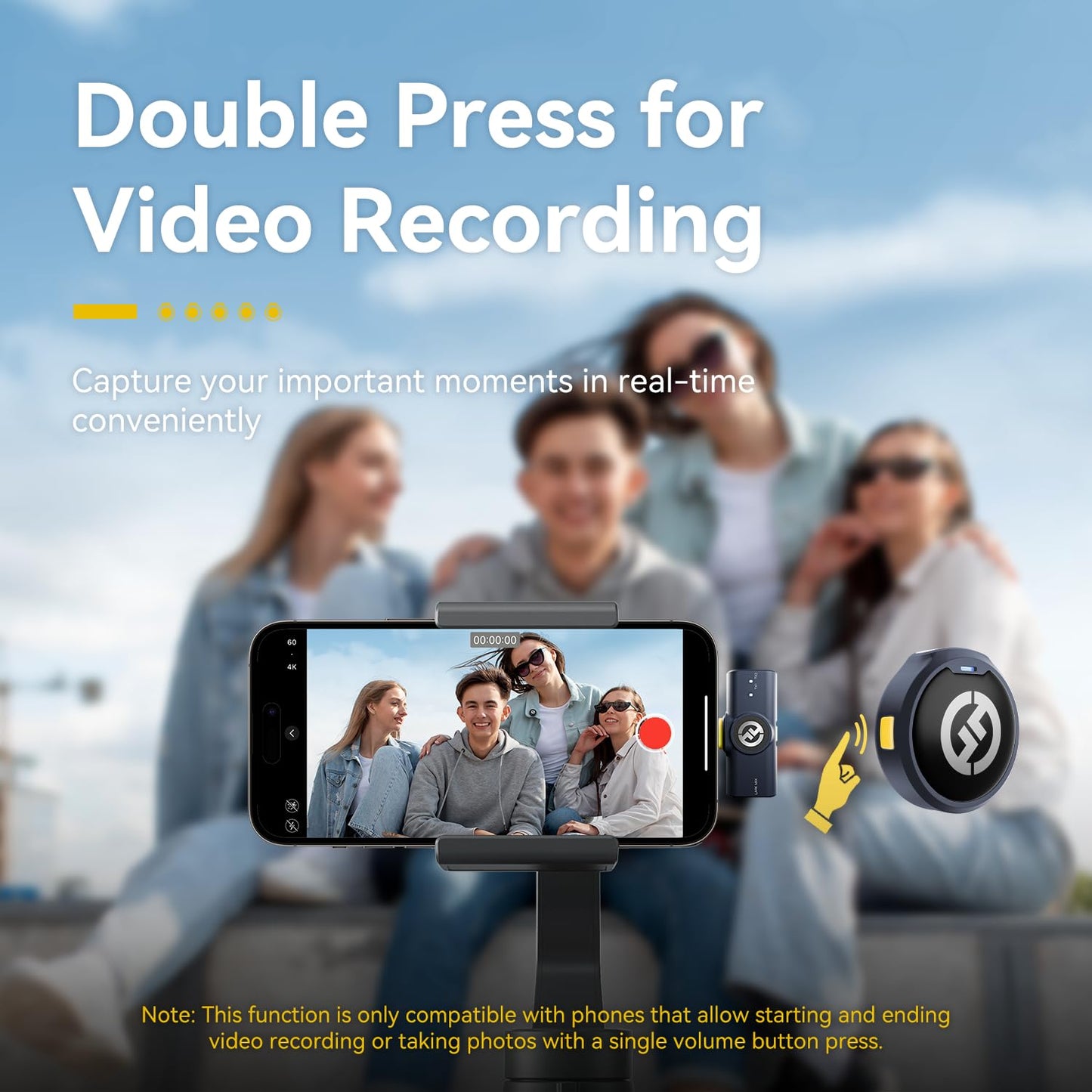 Hollyland Lark M2 Wireless Microphone for iPhone15/16 & Androids, Mini Microphone, 1000ft Range, Hi-Fi Audio, Noise Cancelling, 30h Use, Video Recording