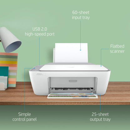 HP DeskJet Ink Advantage 2338 All-in-One Printer, Print, Copy, Scan, Hi-Speed USB 2.0, Up to 7.5/5.5 ppm (Black/Color), 60-Sheet Input Tray, 25-Sheet Output Tray, 1000-page Duty Cycle, Color, 7WQ06B