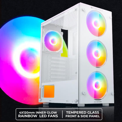 Zebronics ZEB-CRONUS Premium Gaming Cabinet with Mirror Finish Tempered Glass On Front,Tempered Glass On Side & 4 x120mm Rainbow Double Ring LED Fans