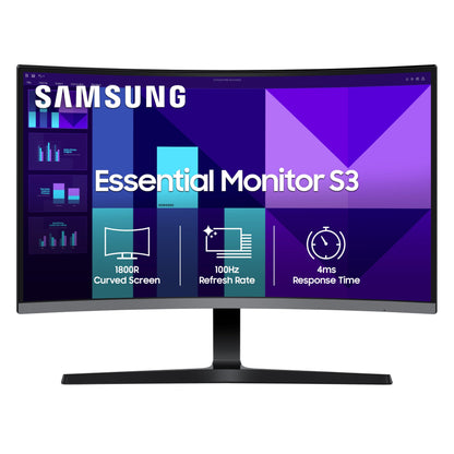Samsung 27" (68.6 cm) S3 1800R Curved Monitor|FHD 1920 x 1080|100 Hz|4 ms|Ports-HDMI,VGA|Game Mode|Eye Saver Mode|LS27D390GAWXXL||Wall Mountable|Black