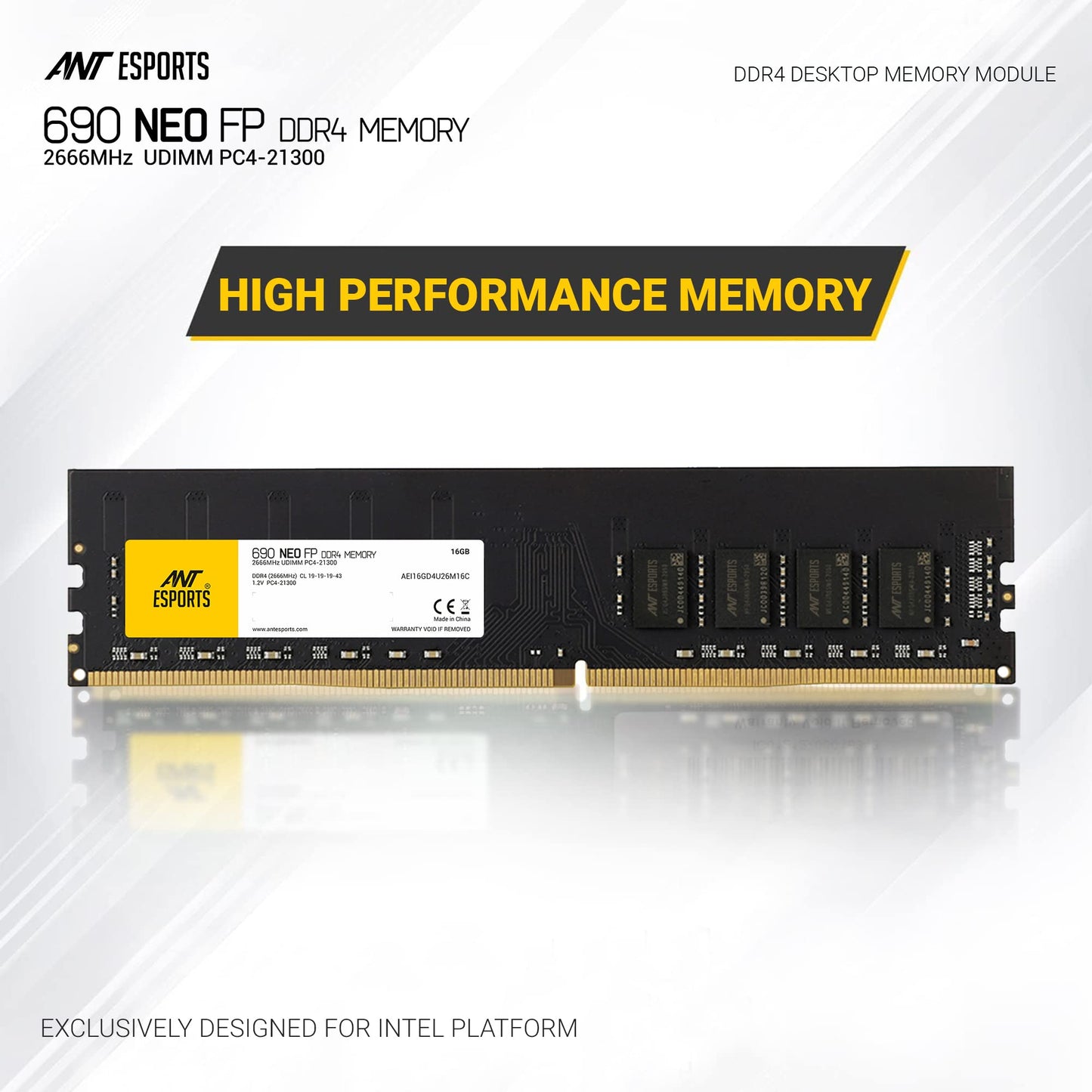 Ant Esports 690 NEO VS 8GB (1 * 8GB) DDR3 1600 MHz CL 11-11-11-28 U-DIMM Desktop Memory - AE8GD3U16M16C