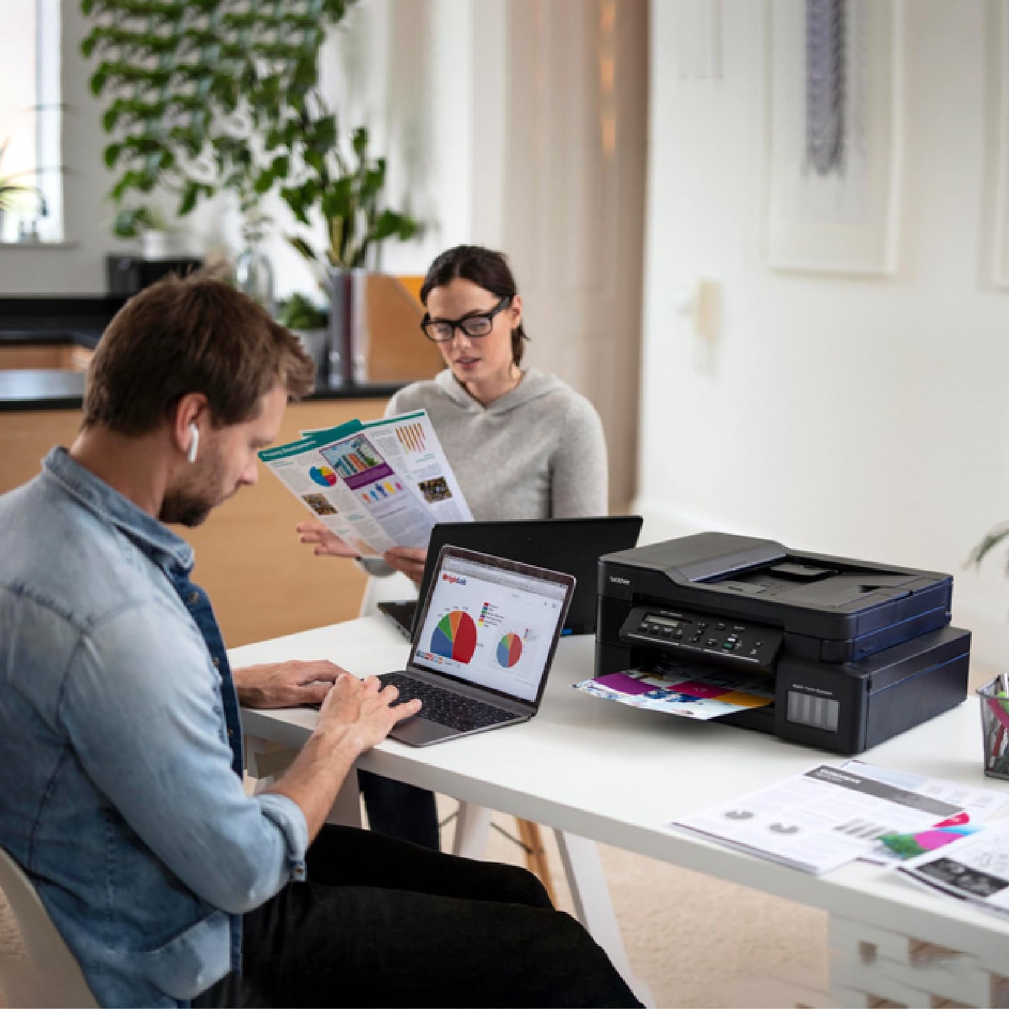 Brother Ink Tank DCP-T820DW WIFI Auto Duplex Color Multifunction Printer (Print Scan Copy), ADF, LCD, LAN, Print Up to 7.5K Pages Black & 5K in Color Each for (CMY), Extra Black Ink, Free Installation