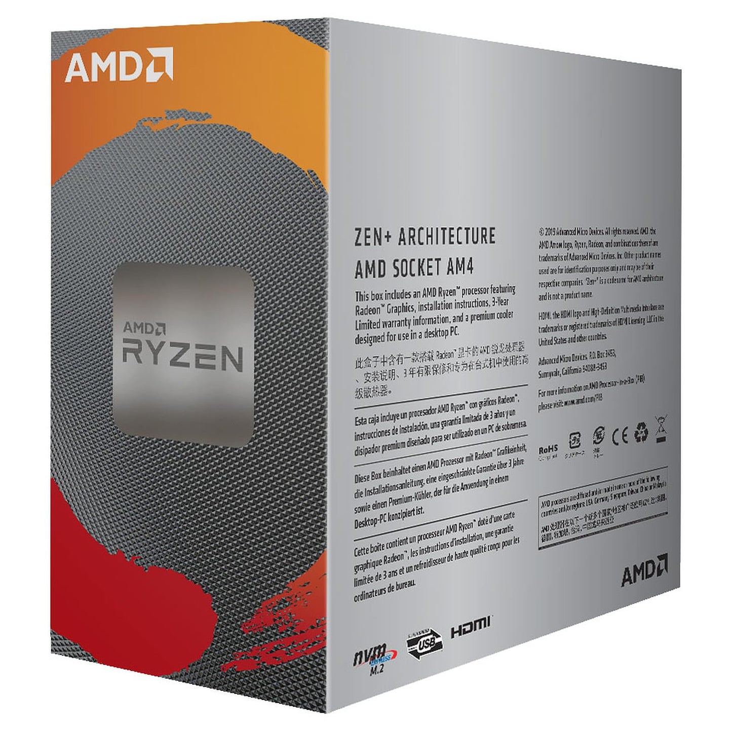 AMD Ryzen 3 3200G with RadeonVega 8 Graphics Desktop Processor 4 Cores up to 4GHz 6MB Cache Socket AM4 (YD320GC5FHBOX)