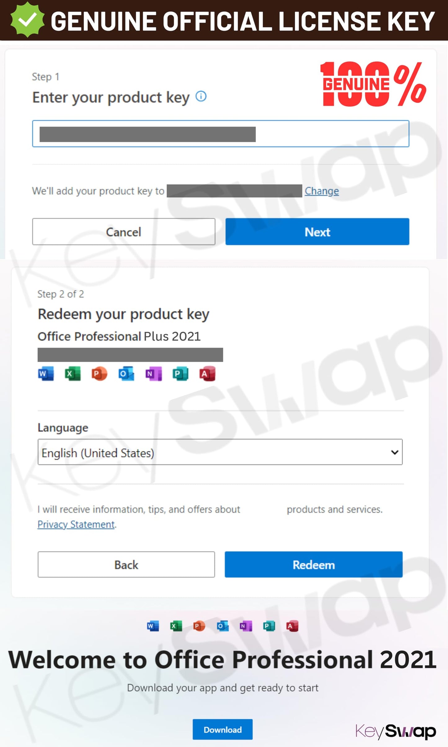 MS Professional Plus 2021 & Win 10/11 Professional COMBO PACK (Quick Delivery) (1 User, Lifetime Validity) Retail License - 32/64 Bit | 2025 Updated Edition | Unlimited Reinstallations and Regular Updates