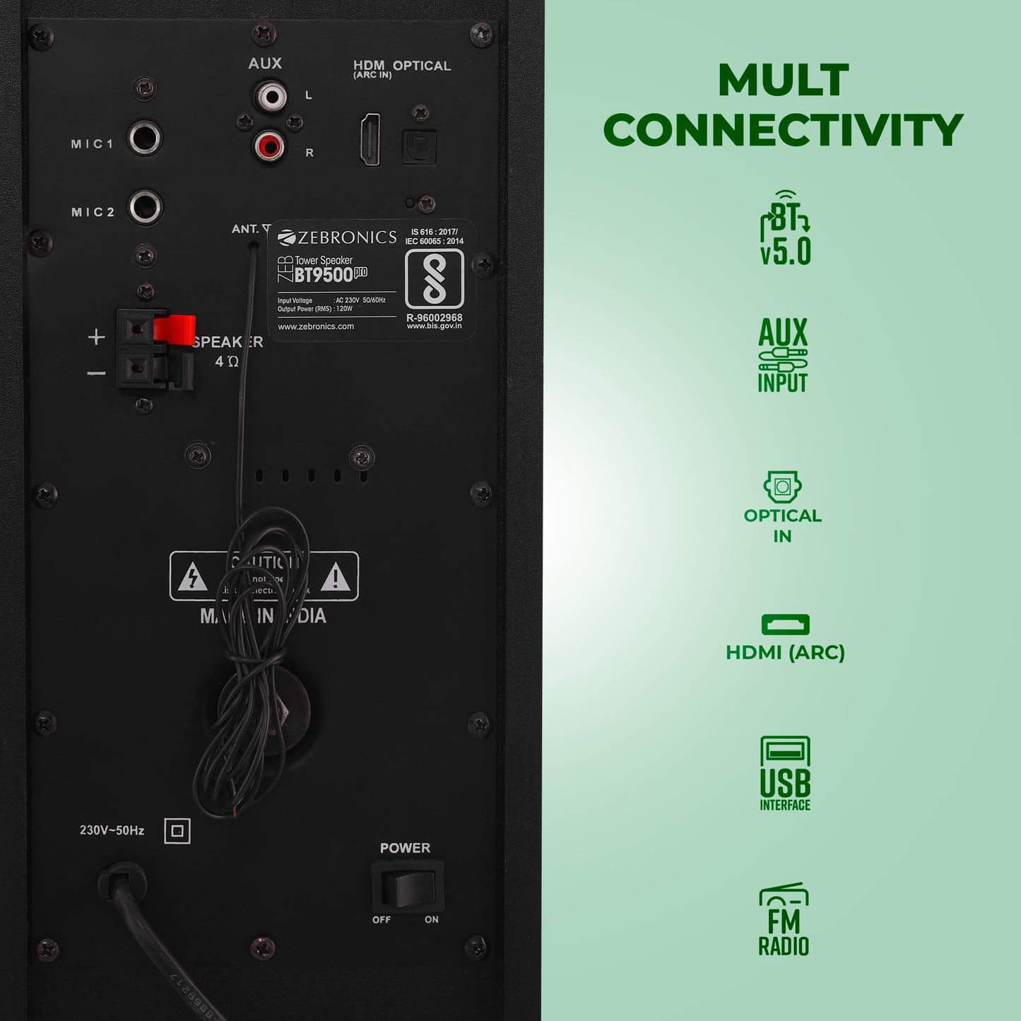 ZEBRONICS BT9500RUCF PRO Multi Connectivity Tower Speaker