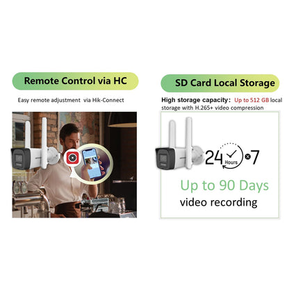 HIKVISION 4MP Smart 4G Hybrid Light Fixed Bullet CCTV Camera | Human & Vehicle Detection | Support 4G LTE(Nano SIM)| 2Way Audio | Storage upto 512 GB(SDcard slot) | Water Resistant |DS-2CD1043G2-LIDUF
