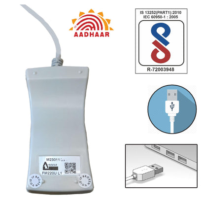 FM220U L1 UIDAI Certified USB Optical Biometric Scanner with 1YEAR RD Service