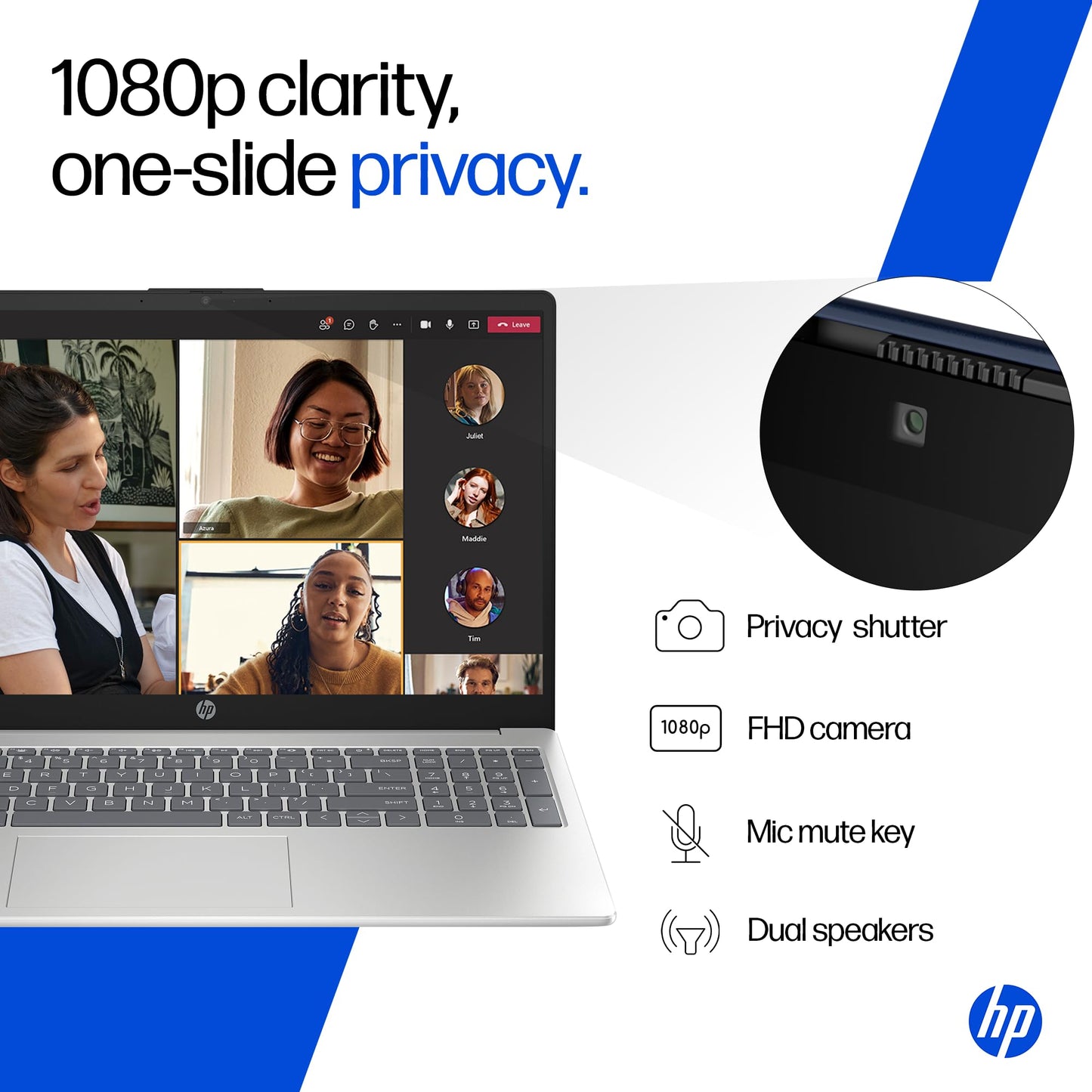 HP 15, 13th Gen Intel Core i5-1334U (16GB DDR4, 512GB SSD) Anti-Glare, Micro-Edge, 15.6''/39.6cm, FHD, Win 11, Office 24, Silver, 1.59kg, fd0467tu, Iris Xe Graphics, FHD Camera, Backlit KB Laptop