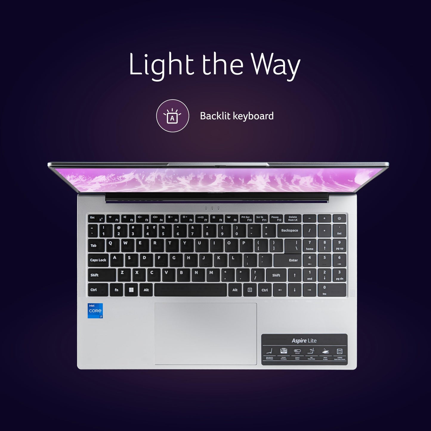 Acer Aspire Lite, 12th Gen, Intel Core i7-12650H Processor, 16 GB/1TB, Full HD IPS, 15.6"/39.62 cm, Win 11 Home, MS Office