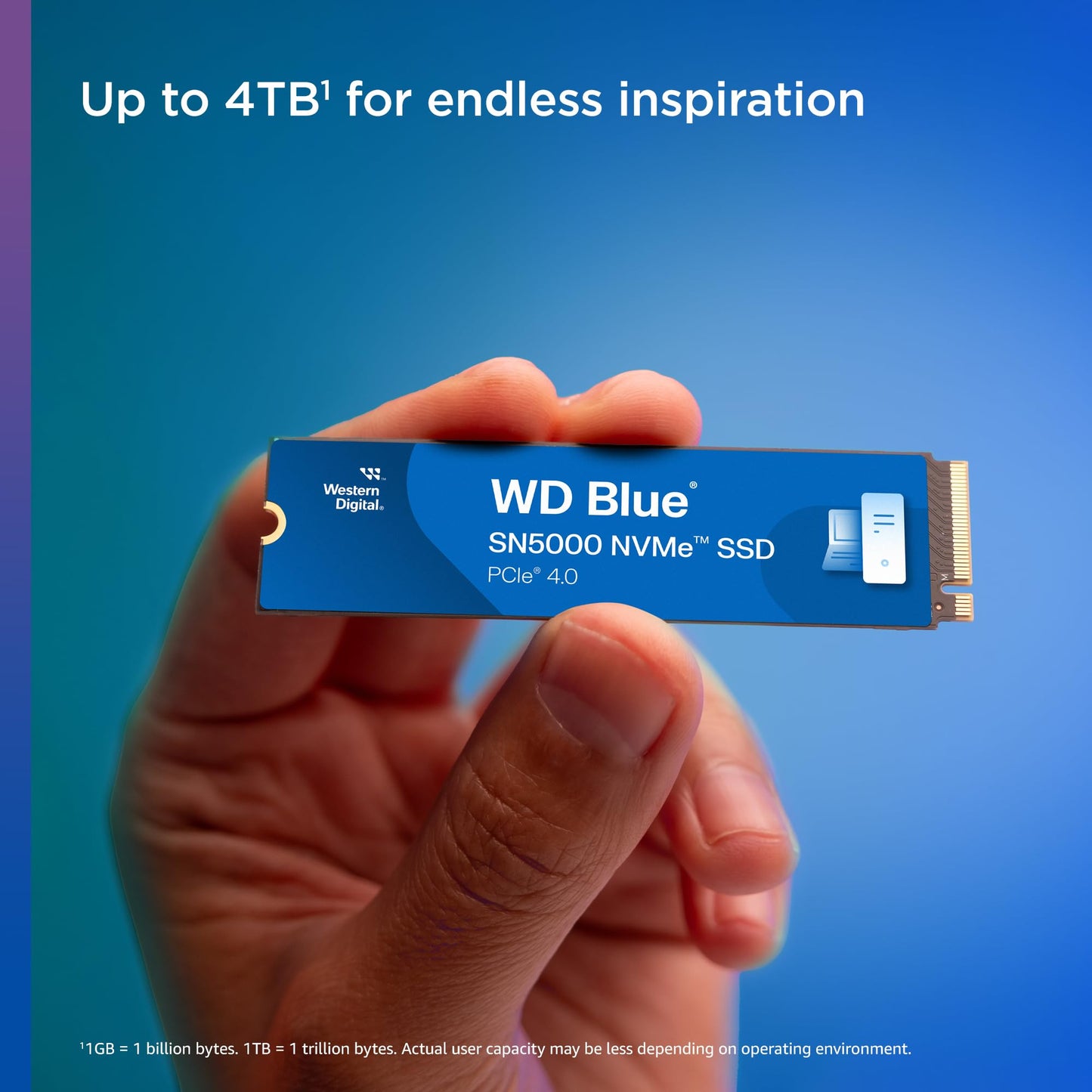 Western Digital WD Blue SN580 NVMe 1TB, Upto 4150MB/s, 5 Y Warranty, PCIe Gen 4 NVMe M.2 (2280), Internal Solid State Drive (SSD) (WDS100T3B0E)