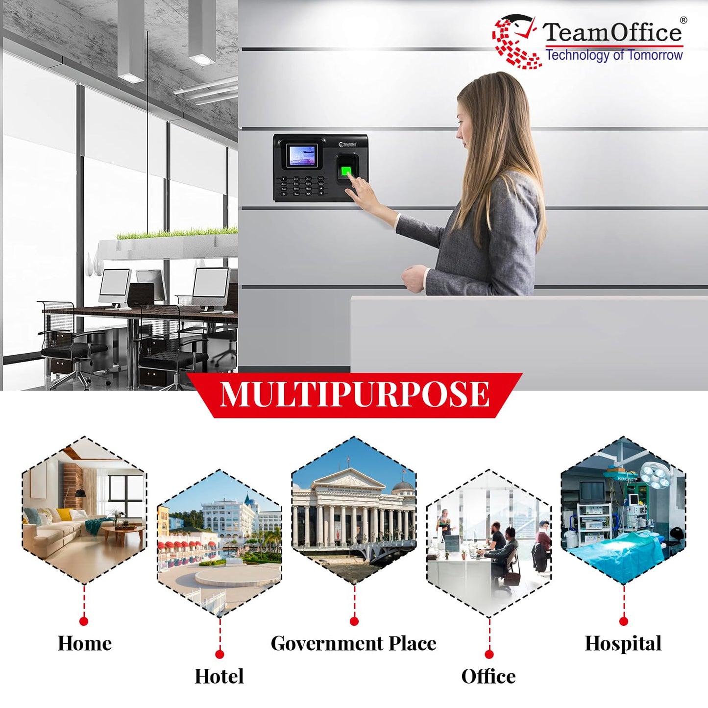 Team Office Fingerprint, Card, Wi-Fi and Cloud Based Attendance Device(Finger, Wi-Fi, Battery, Black)