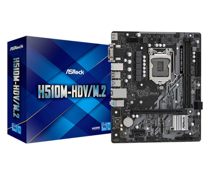 ASRock H510M-Hdv/M.2 Compatible with Intel 10Th and 11Th Generation CPUs (Lga1200) H510 Chipset, Microatx Motherboard, DDR_4