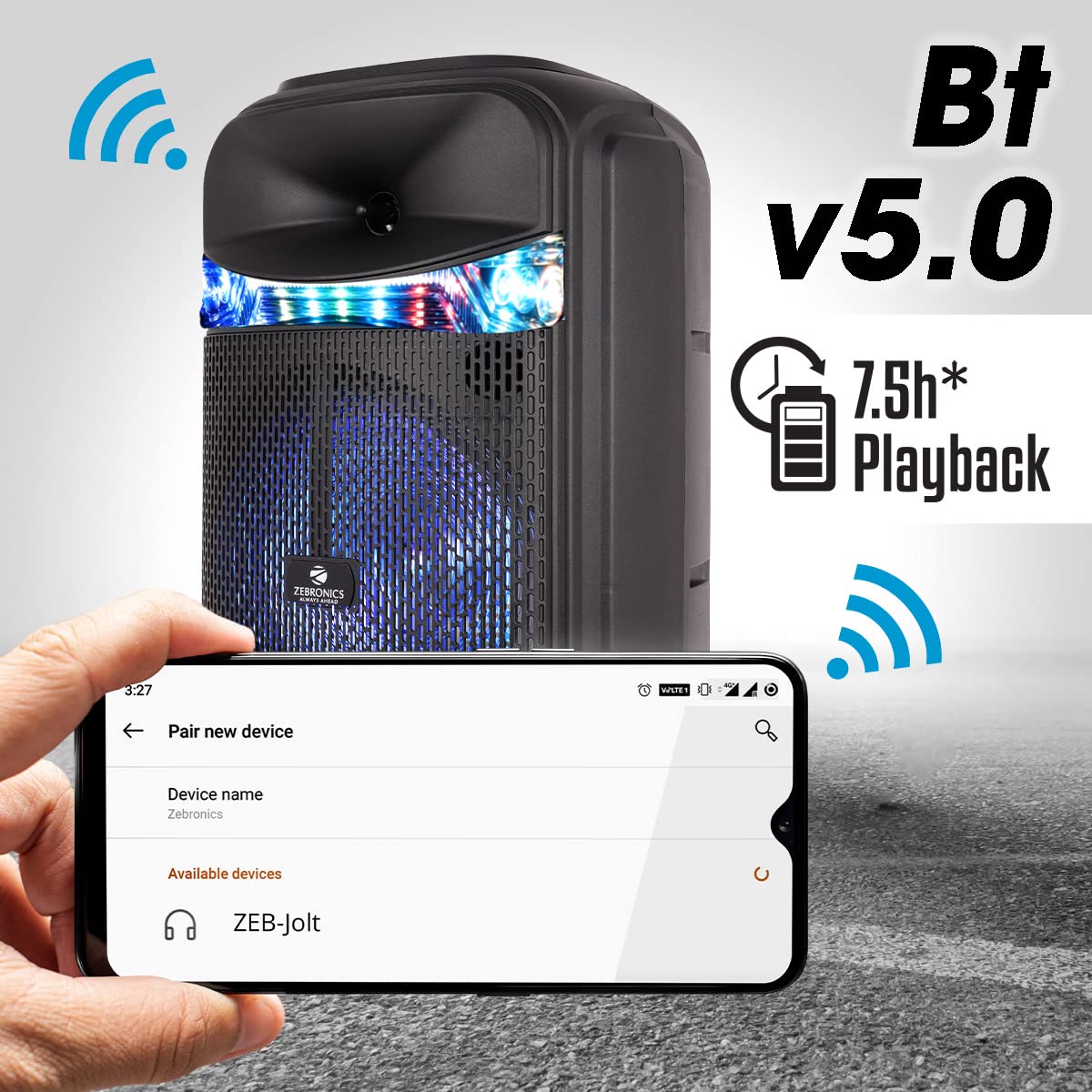 Zebronics JOLT 50 Watts Trolley DJ Speaker