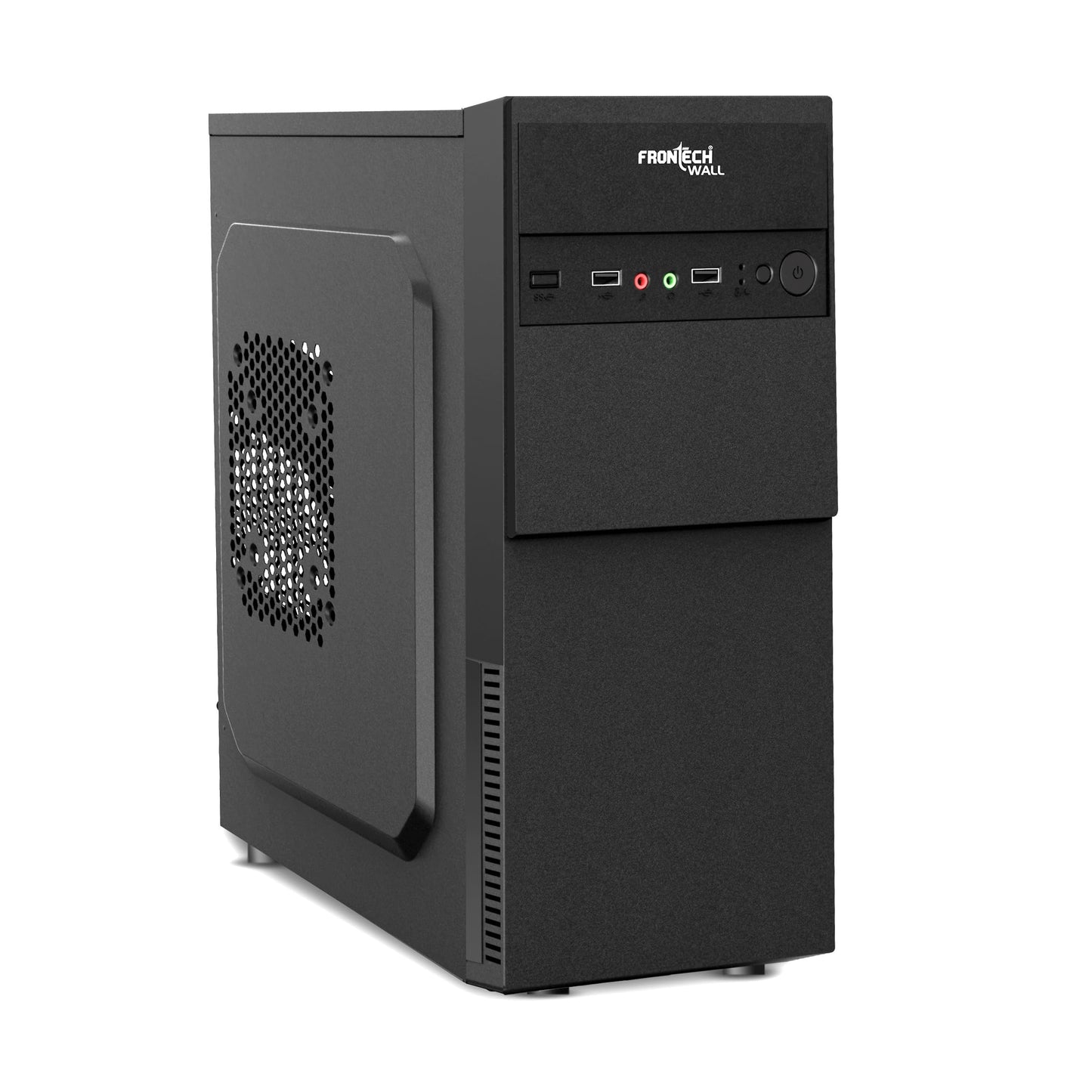 FRONTECH FLINT Silver Series Cabinet/Computer Case with HD Audio | ATX/Mini ATX Compatible | 2 Front USB - 2.0 | Ideal for Home/Office/Gaming (FT-4277, Black)