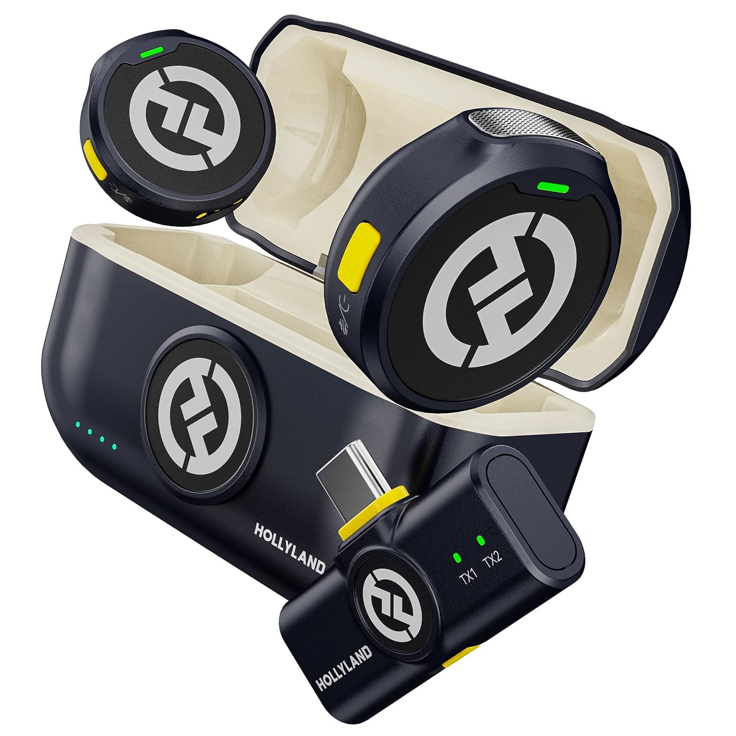 Hollyland Lark M2 Wireless Microphone for iPhone15/16 & Androids, Mini Microphone, 1000ft Range, Hi-Fi Audio, Noise Cancelling, 30h Use, Video Recording