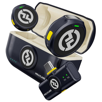 Hollyland Lark M2 Wireless Microphone for iPhone15/16 & Androids, Mini Microphone, 1000ft Range, Hi-Fi Audio, Noise Cancelling, 30h Use, Video Recording