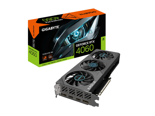 GIGABYTE Geforce RTX 4060 Eagle Oc 8G Graphics Card, 3X Windforce Fans, 8Gb 128-Bit Gddr6, Gv-N4060Eagle Oc-8Gd Video Card, pci_e_x16