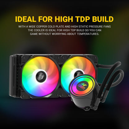 Ant Esports ICE-240 240mm Addressable RGB 2600RPM AIO I CPU Liquid Cooler - Black I Support Intel - LGA115X/1200/1700/1366/2011/2066 , AMD - FM1/FM2/AM2//AM2+/AM3/AM3+/AM4/AM5