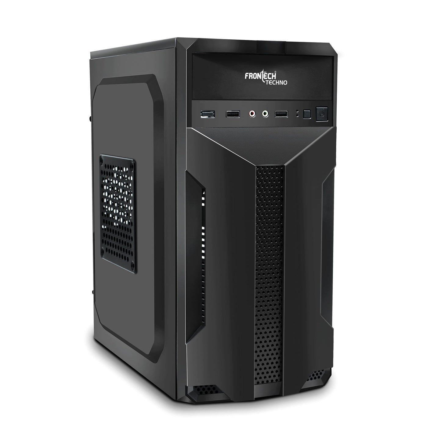 FRONTECH FLINT Silver Series Cabinet/Computer Case with HD Audio | ATX/Mini ATX Compatible | 2 Front USB - 2.0 | Ideal for Home/Office/Gaming (FT-4277, Black)