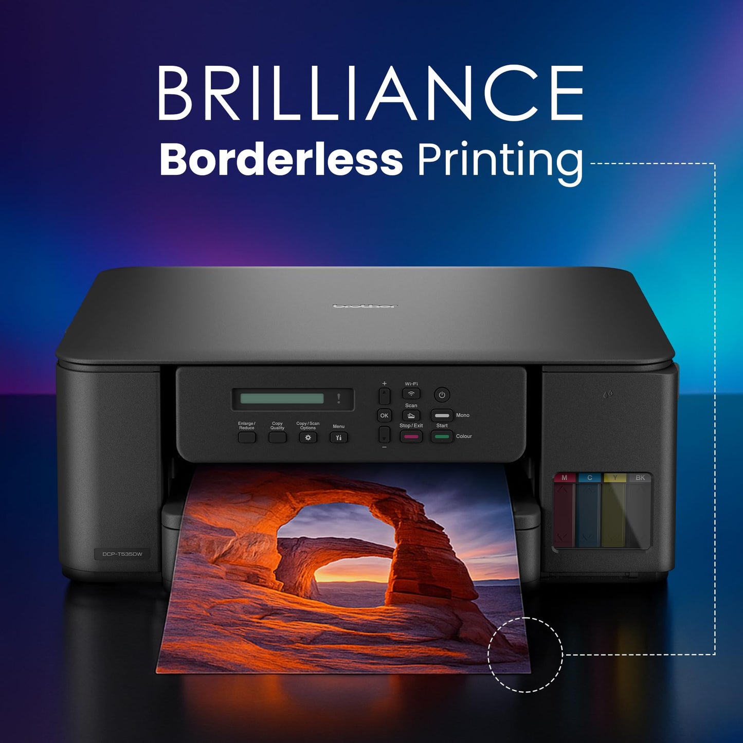 Brother Ink Tank DCP-T535DW New Launch (Print Scan Copy) WiFi Auto Duplex Printer, 128MB Memory, Print Pages