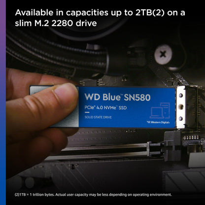 Western Digital WD Blue SN580 NVMe 1TB, Upto 4150MB/s, 5 Y Warranty, PCIe Gen 4 NVMe M.2 (2280), Internal Solid State Drive (SSD) (WDS100T3B0E)