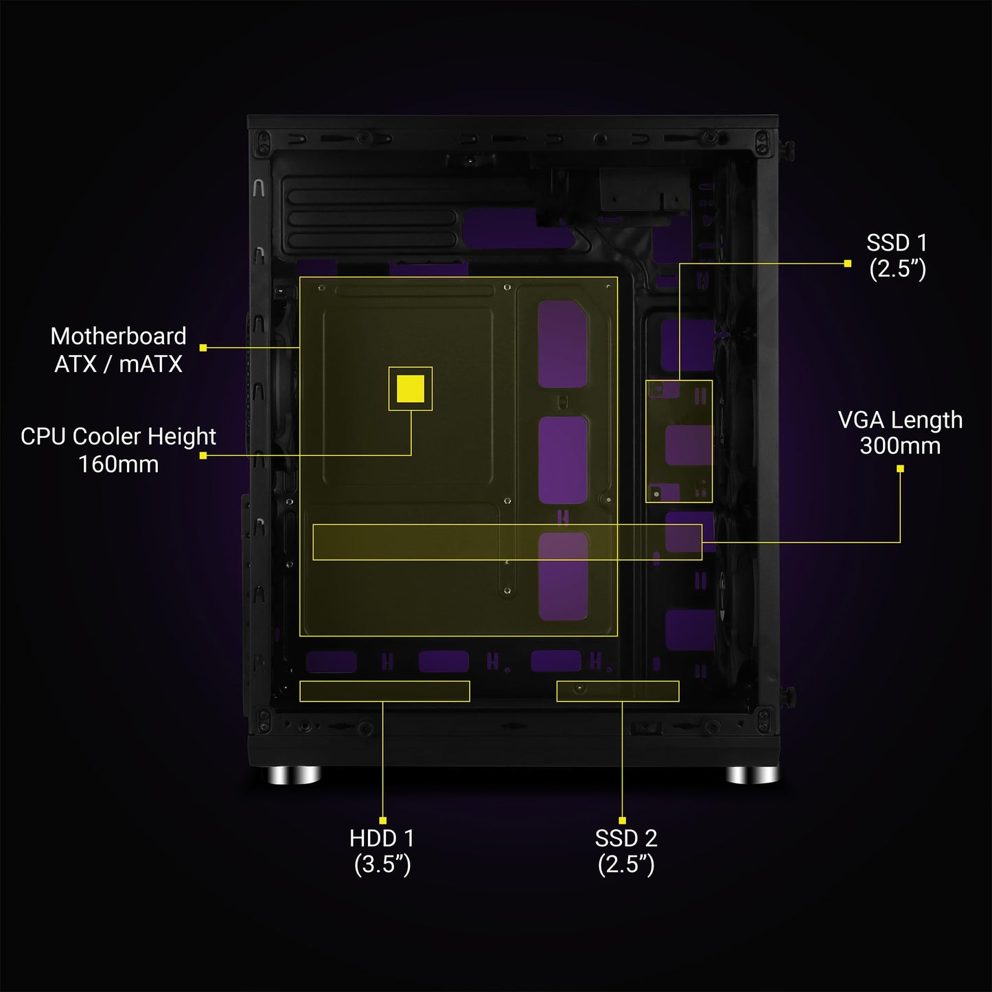 Zebronics ZEB-CRONUS Premium Gaming Cabinet with Mirror Finish Tempered Glass On Front,Tempered Glass On Side & 4 x120mm Rainbow Double Ring LED Fans