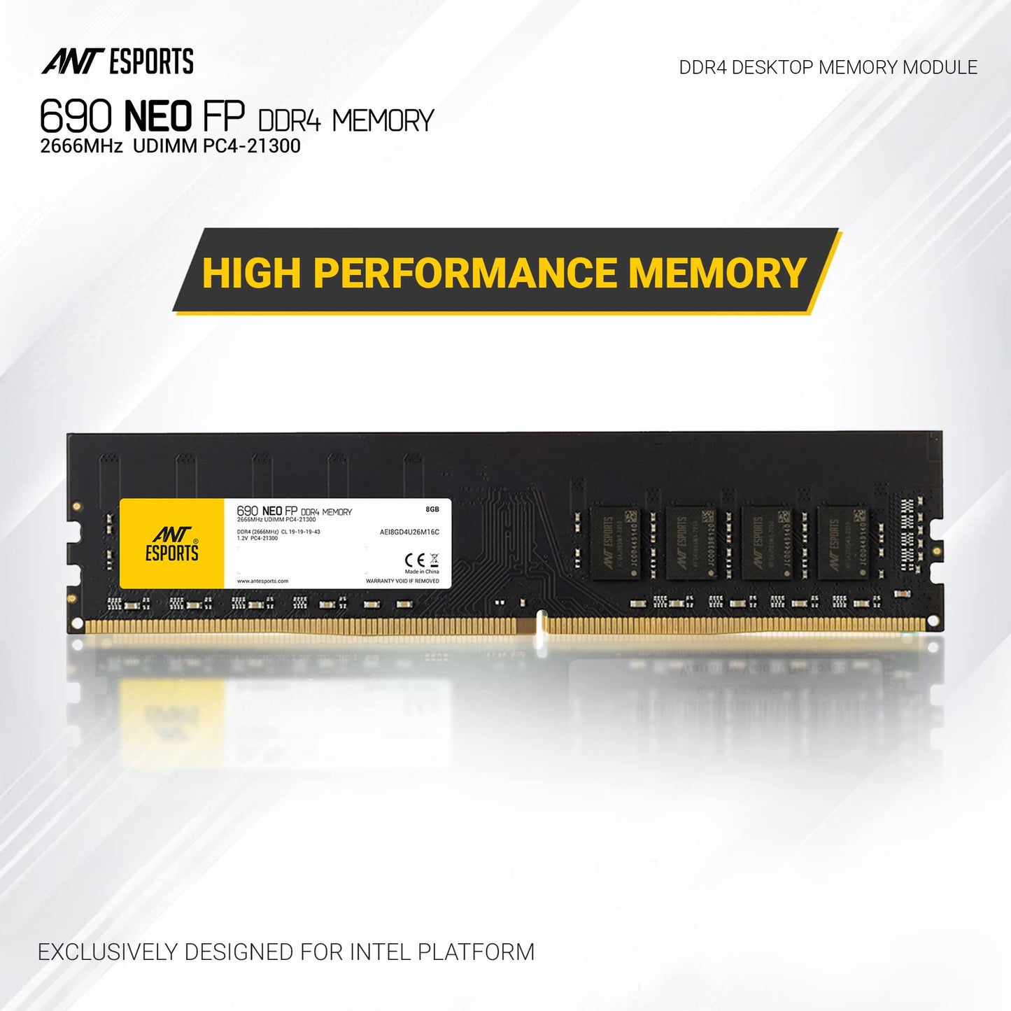 Ant Esports 690 NEO VS 8GB (1 * 8GB) DDR3 1600 MHz CL 11-11-11-28 U-DIMM Desktop Memory - AE8GD3U16M16C