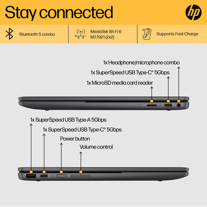 HP Chromebook x360 13B Mediatek Kompanio 1200 13.3Inch(33.8Cm) FHD Touch Covertible Laptop Chrome OS (8GB Ram/256 GB SSD/B&O/7Mediatek Integrated ARM Mali Graphics/Backlit Kb/Chrome 64) 13B-Ca0006Mu