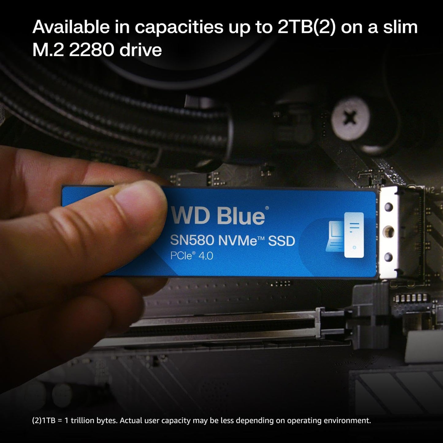 Western Digital WD Blue SN580 NVMe 1TB, Upto 4150MB/s, 5 Y Warranty, PCIe Gen 4 NVMe M.2 (2280), Internal Solid State Drive (SSD) (WDS100T3B0E)