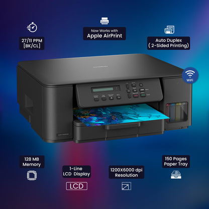 Brother Ink Tank DCP-T535DW New Launch (Print Scan Copy) WiFi Auto Duplex Printer, 128MB Memory, Print Pages