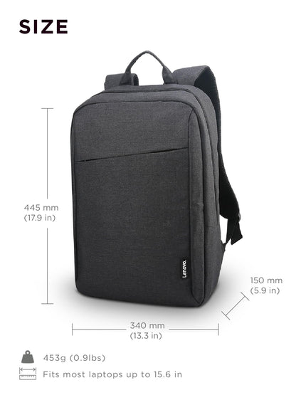 Lenovo 15.6" Casual Backpack B210, Durable and Water- Repellent Fabric, School & Office Use, Padded Laptop Compartment, Adjustable Shoulder Straps,1 Year Warranty, Black