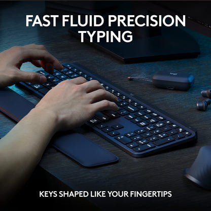Logitech MX Keys S Combo - Performance Wireless Keyboard and Mouse with Palm Rest, Customisable Illumination, Fast Scrolling, Bluetooth, USB C, for Windows, Linux, Chrome, Mac