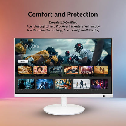 Acer RS242Y W 23.8 Inch Smart Full HD IPS Backit LED Monitor with WebOS I iOT Device I Airplay, Miracast, Wireless Mirroring, Bluetooth Support I HDR10 I Ergo Stand I Remote Control I Stereo Speakers