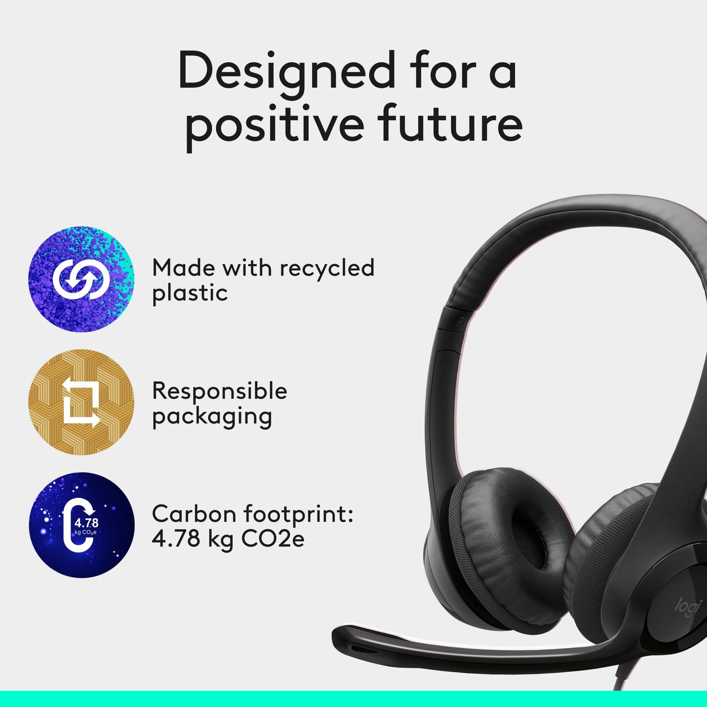 Logitech H390 Wired On Ear Headset for PC/Laptop, Stereo Headphones with Noise Cancelling Microphone, USB-A, In-Line Controls, Works with Chromebook