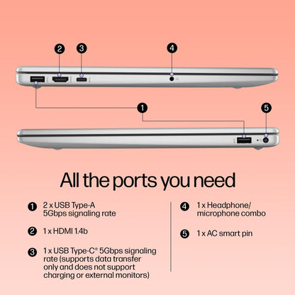 HP 15, 13th Gen Intel Core i5-1334U Laptop (16GB DDR4,1TB SSD) Anti-Glare, Micro-Edge,15.6''/39.6cm, FHD, Win11, M365 Basic(1yr),Office Home24, Silver,1.59kg, Iris Xe, FHD Camera w/Shutter, FD0552TU
