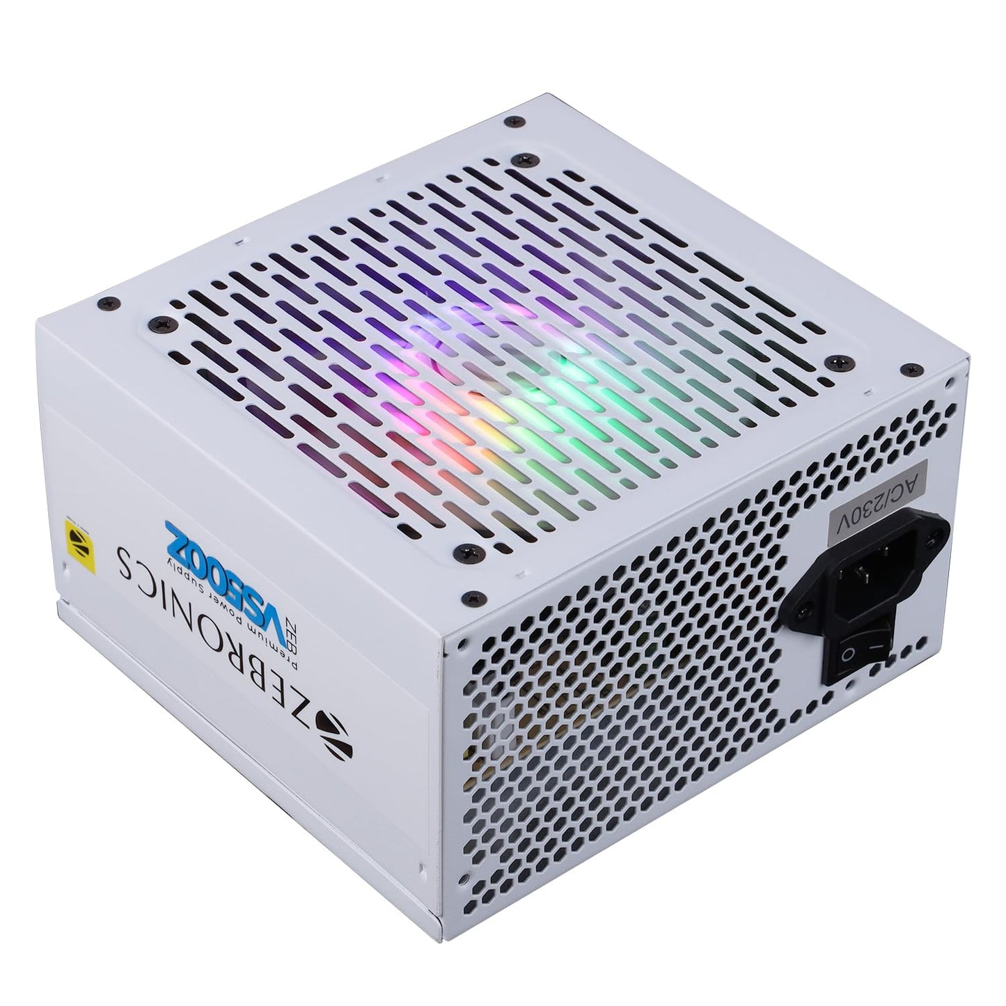 ZEBRONICS ZS500 500W Non Modular Power Supply with Silent 120mm RGB Fan, SATA x 3, 12V 28A (Max.), Over Voltage/Short Circuit Protection