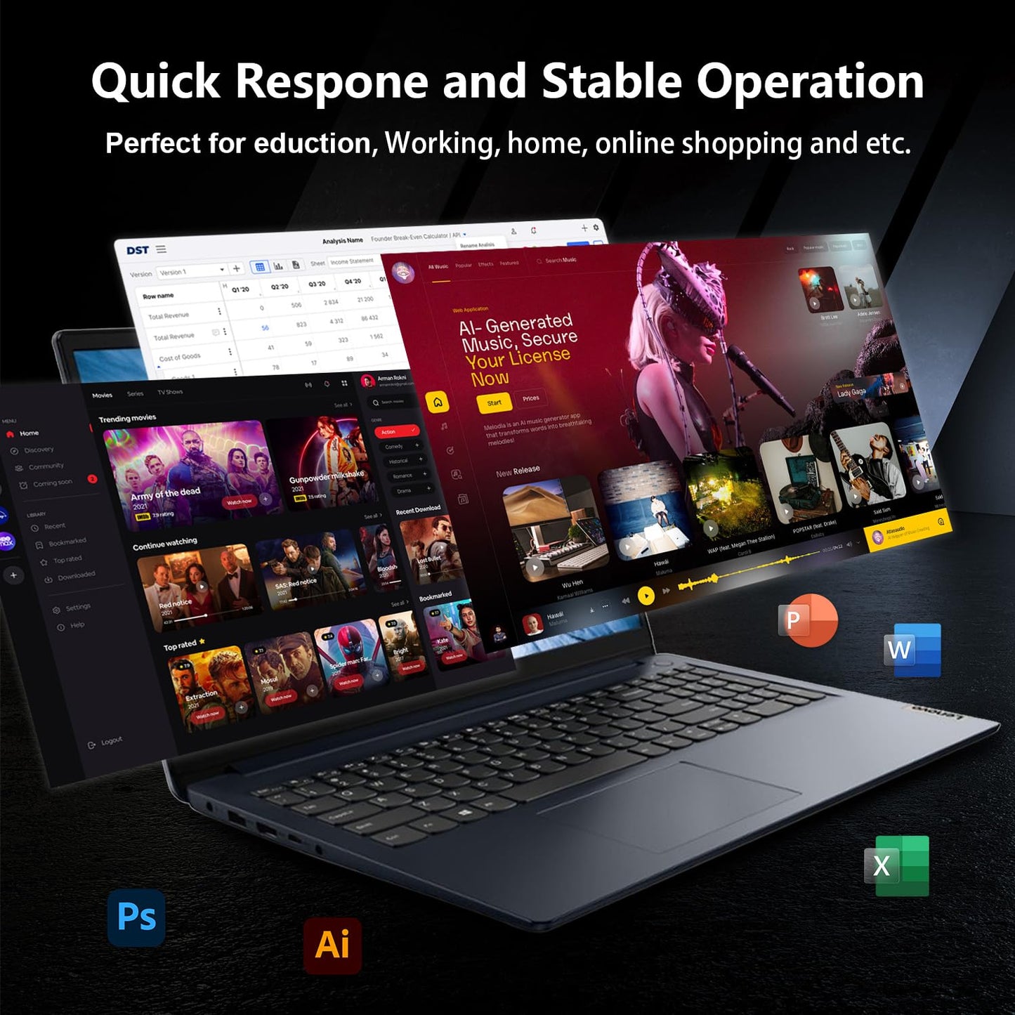 Lenovo IdeaPad 1i Laptop, 15.6" FHD Touchscreen, Intel Core i5-1235U Processor, 24GB RAM, 1TB SSD, Webcam, HDMI, Wi-Fi 6, Windows 11 Home, Blue